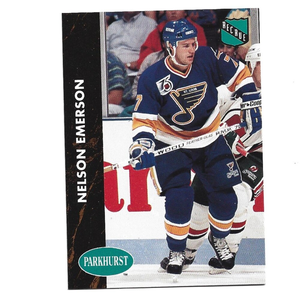 1992 French Parkhurst Nelson Emerson St. Louis Blues Rookie Hockey Card [h54]